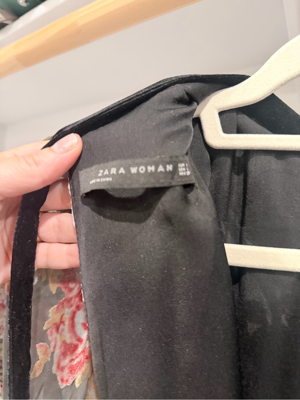 Zara Black Floral Velvet-Waist Mini Dress - Picture 6 of 7
